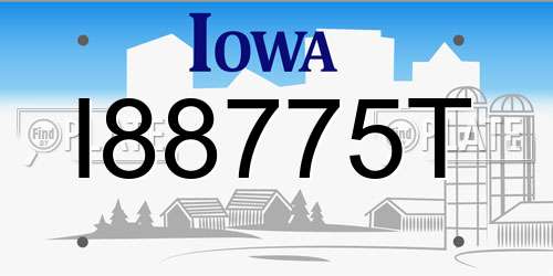 I88775T Iowa License Plate