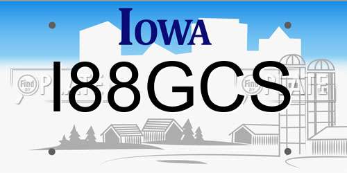 I88GCS Iowa License Plate