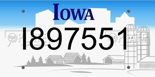 I897551 Iowa License Plate