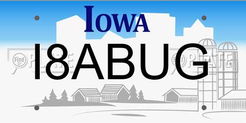 I8ABUG Iowa License Plate