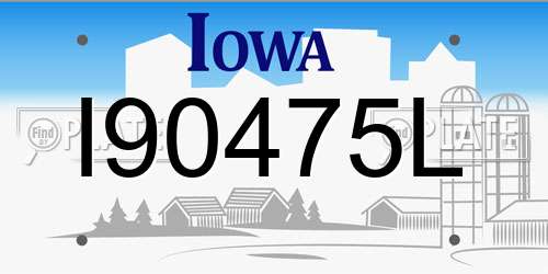 I90475L Iowa License Plate