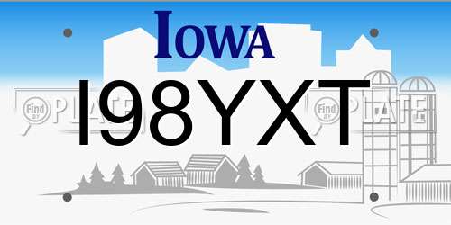 I98YXT Iowa License Plate