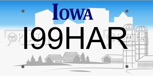 I99HAR Iowa License Plate