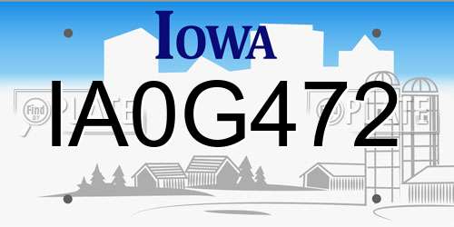 IA0G472 Iowa License Plate