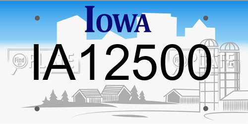 IA12500 Iowa License Plate