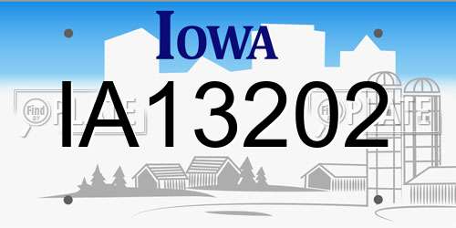 IA13202 Iowa License Plate