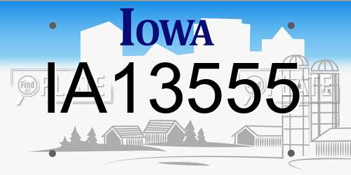 IA13555 Iowa License Plate