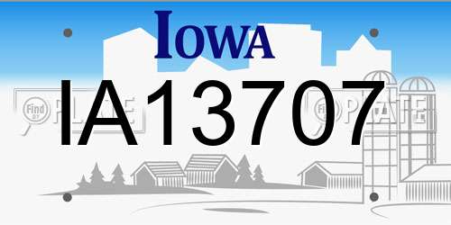 IA13707 Iowa License Plate