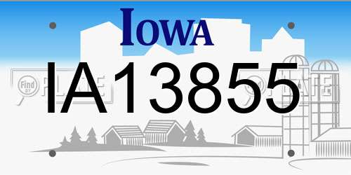 IA13855 Iowa License Plate