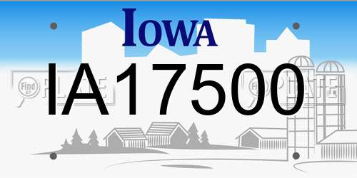 IA17500 Iowa License Plate