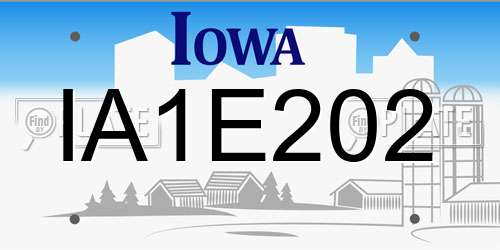 IA1E202 Iowa License Plate