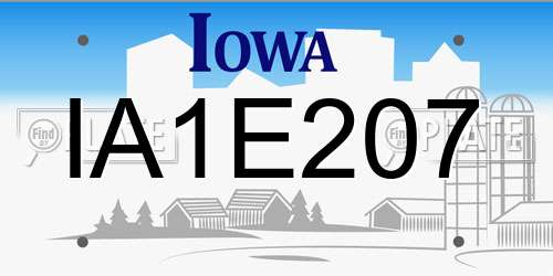 IA1E207 Iowa License Plate