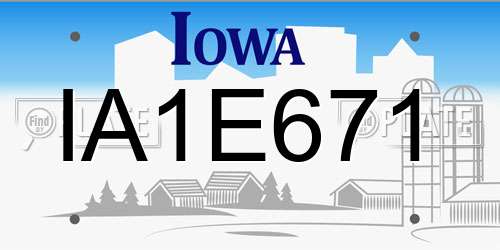 IA1E671 Iowa License Plate