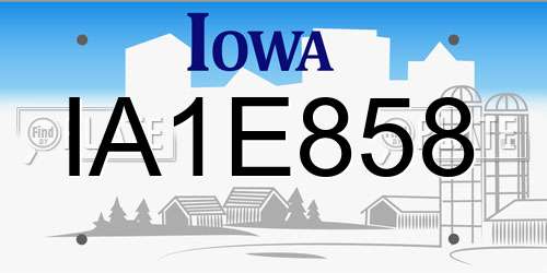 IA1E858 Iowa License Plate