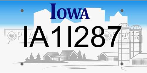 IA1I287 Iowa License Plate