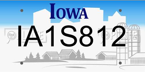 IA1S812 Iowa License Plate