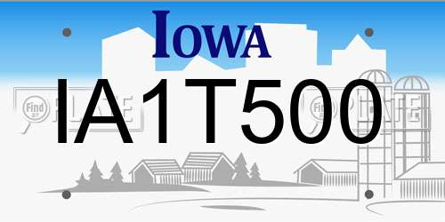 IA1T500 Iowa License Plate