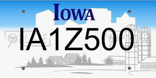 IA1Z500 Iowa License Plate