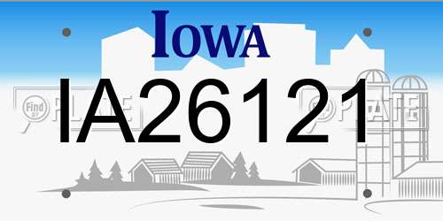 IA26121 Iowa License Plate