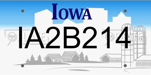 IA2B214 Iowa License Plate