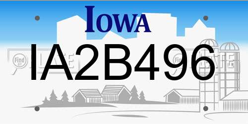 IA2B496 Iowa License Plate