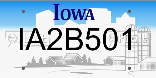 IA2B501 Iowa License Plate