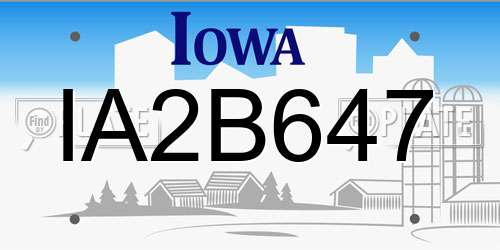 IA2B647 Iowa License Plate