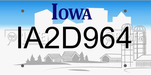 IA2D964 Iowa License Plate