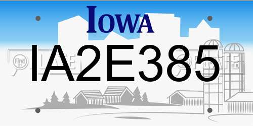 IA2E385 Iowa License Plate