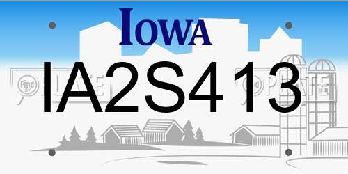IA2S413 Iowa License Plate