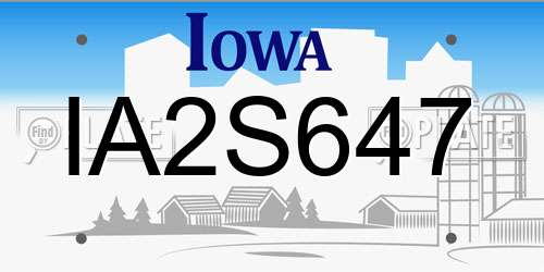 IA2S647 Iowa License Plate