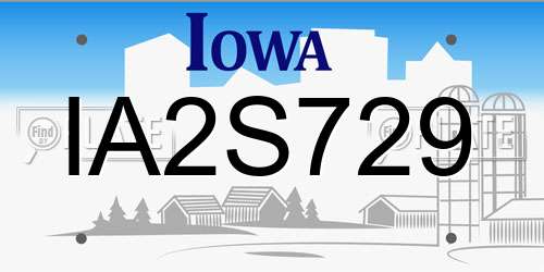 IA2S729 Iowa License Plate