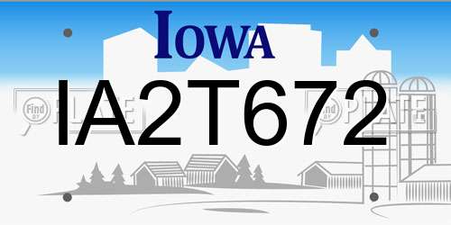 IA2T672 Iowa License Plate