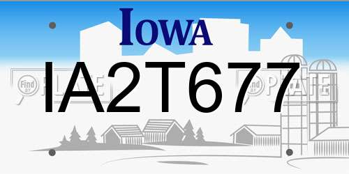 IA2T677 Iowa License Plate