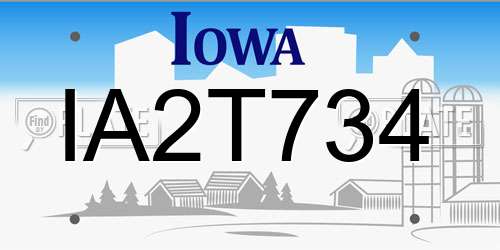 IA2T734 Iowa License Plate