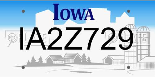 IA2Z729 Iowa License Plate