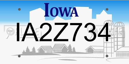 IA2Z734 Iowa License Plate