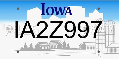 IA2Z997 Iowa License Plate