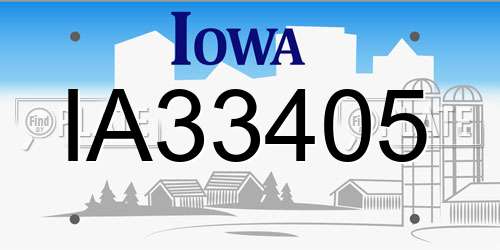 IA33405 Iowa License Plate