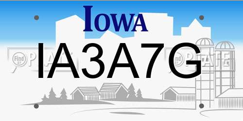 IA3A7G Iowa License Plate