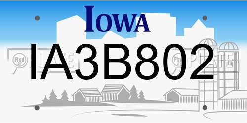 IA3B802 Iowa License Plate