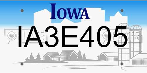 IA3E405 Iowa License Plate