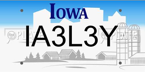 IA3L3Y Iowa License Plate