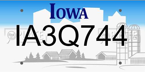 IA3Q744 Iowa License Plate