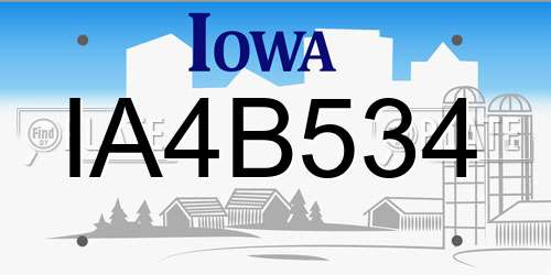 IA4B534 Iowa License Plate