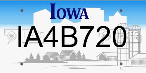 IA4B720 Iowa License Plate