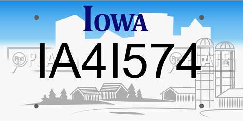IA4I574 Iowa License Plate