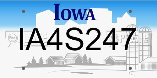 IA4S247 Iowa License Plate