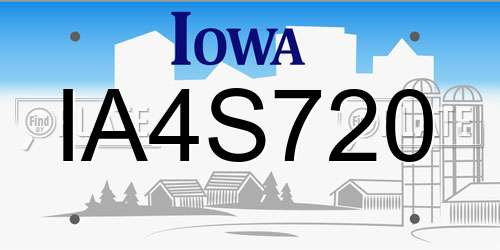IA4S720 Iowa License Plate