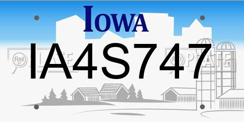 IA4S747 Iowa License Plate